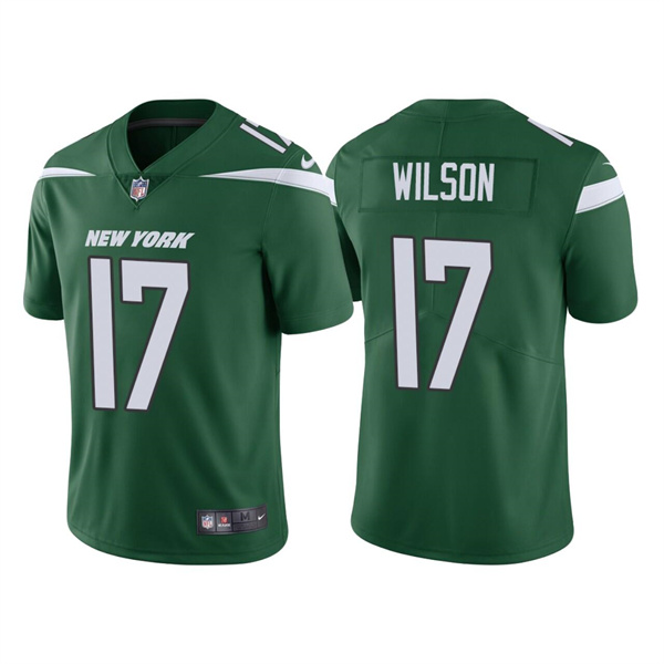 Men's New York Jets #17 Garrett Wilson 2022 Green Vapor Untouchable Limited Stitched Jersey Men's New York Jets #17 Garrett Wilson 2022 Green Vapor Untouchable Limited Stitched Jersey